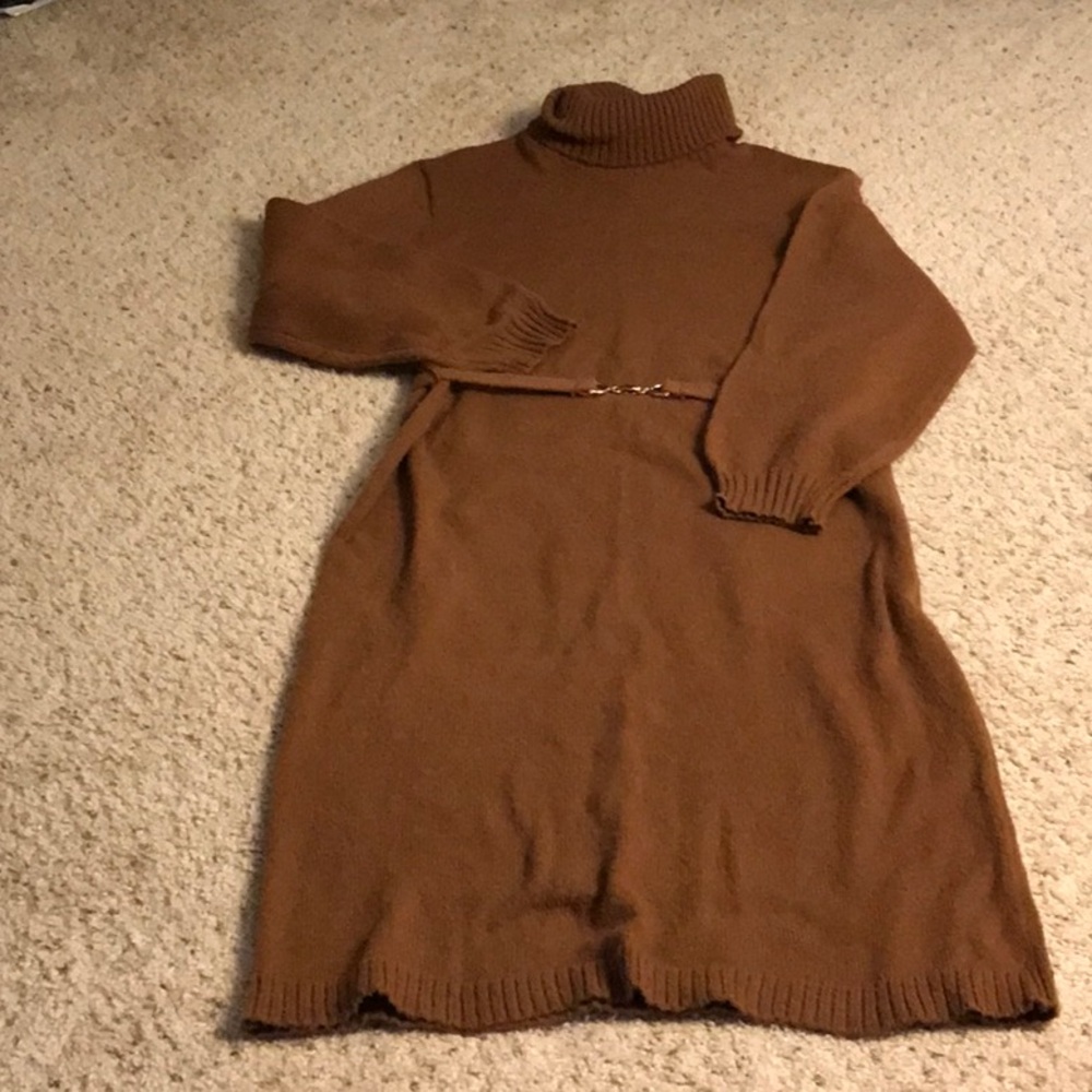 Saks Fifth Avenue Brown Turtleneck Sweater Dress